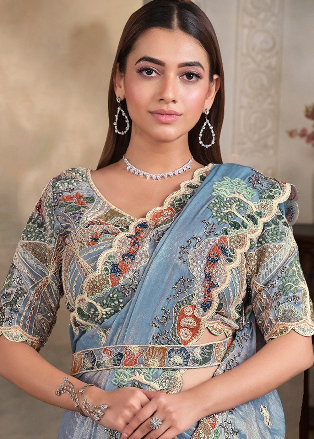 Elegant Blue TT MHR Saree