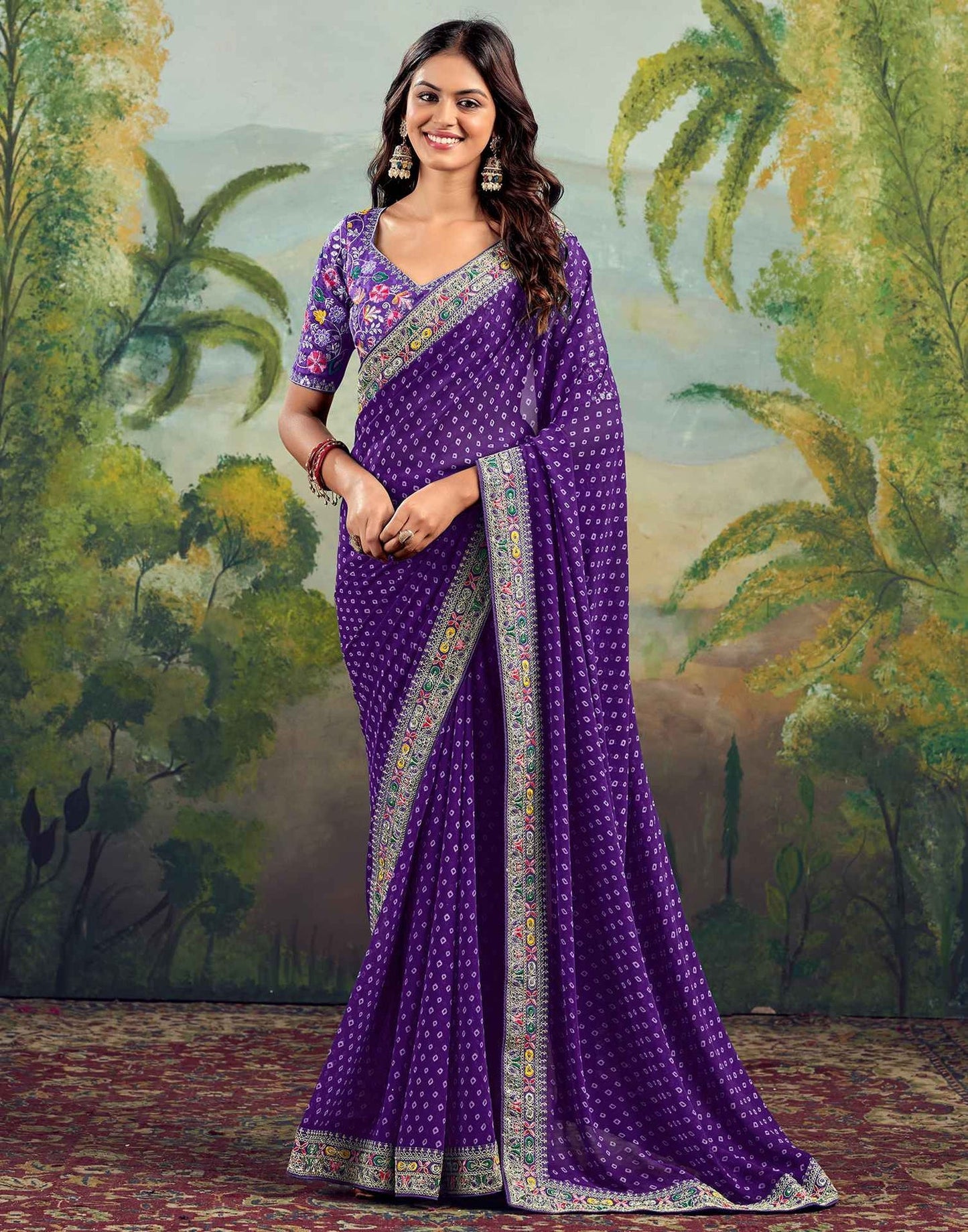 Alluring Purple Saree Bhandani STR Saree - Indian Dress House 786