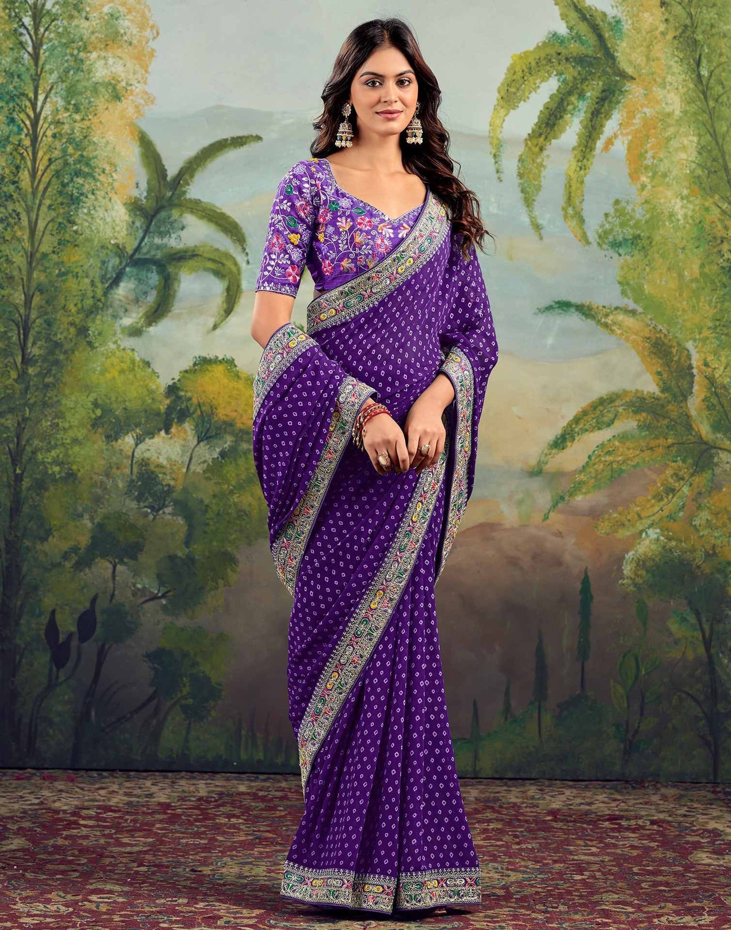 Alluring Purple Saree Bhandani STR Saree - Indian Dress House 786