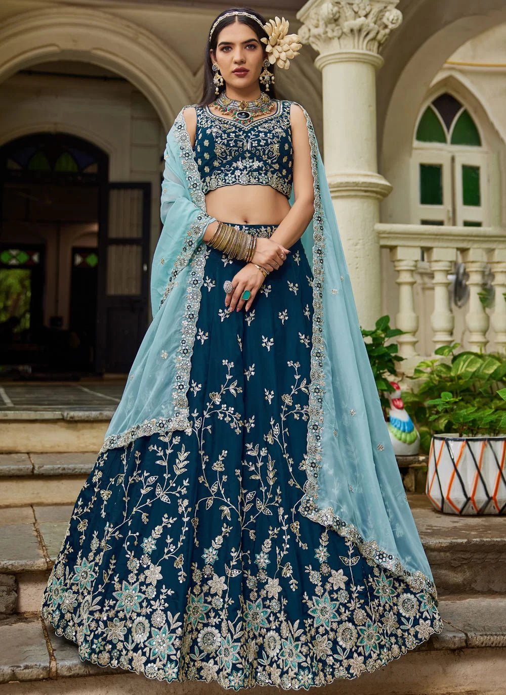 Breath Taking Blue Floral ADBL - Indian Dress House 786