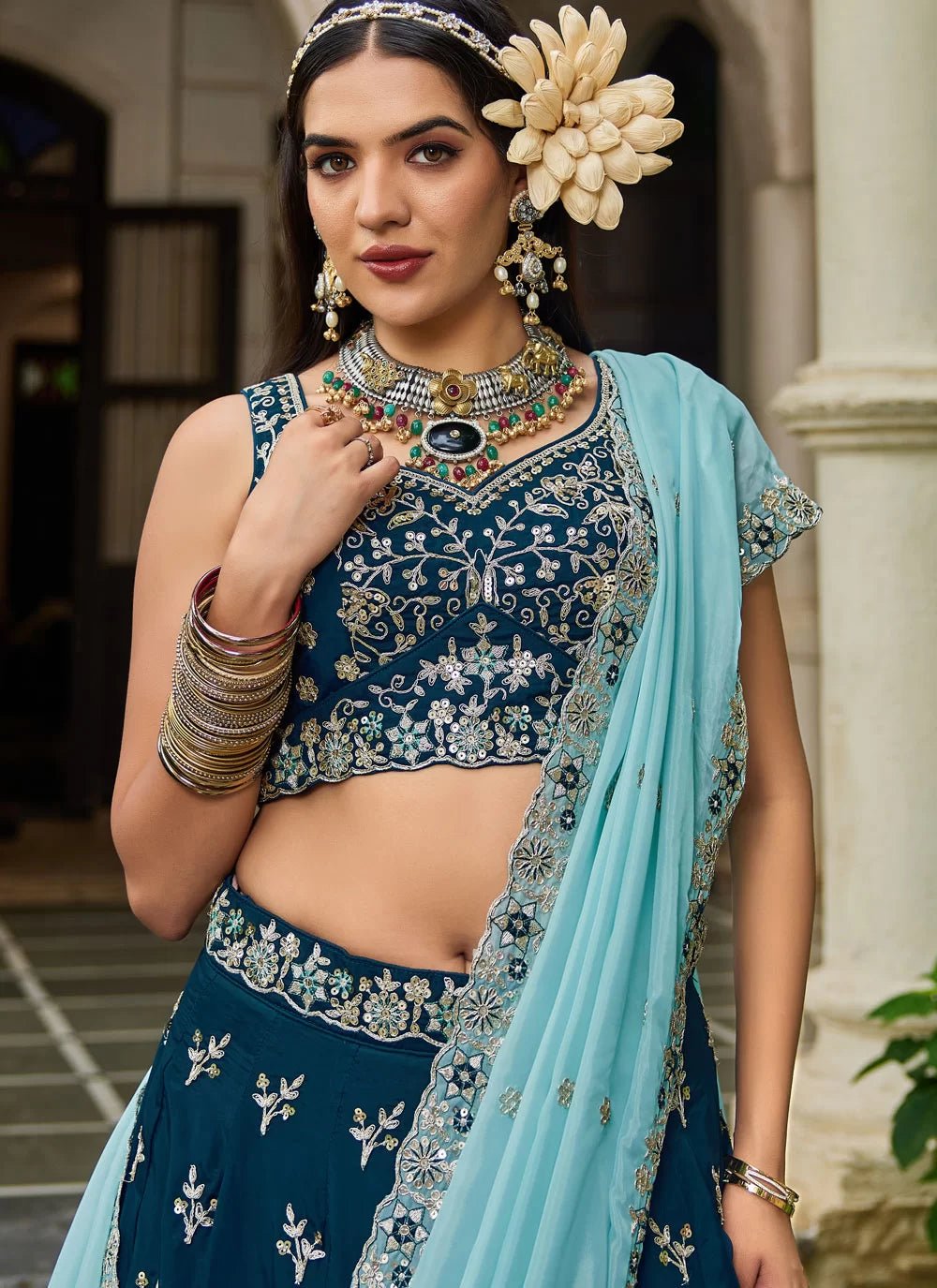 Breath Taking Blue Floral ADBL - Indian Dress House 786