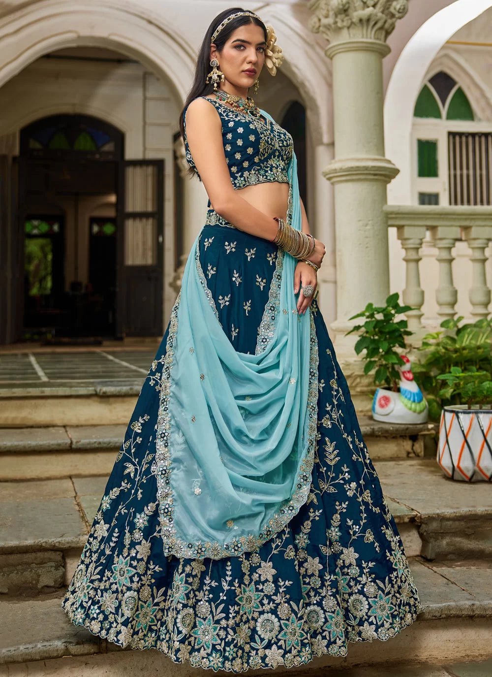 Breath Taking Blue Floral ADBL - Indian Dress House 786