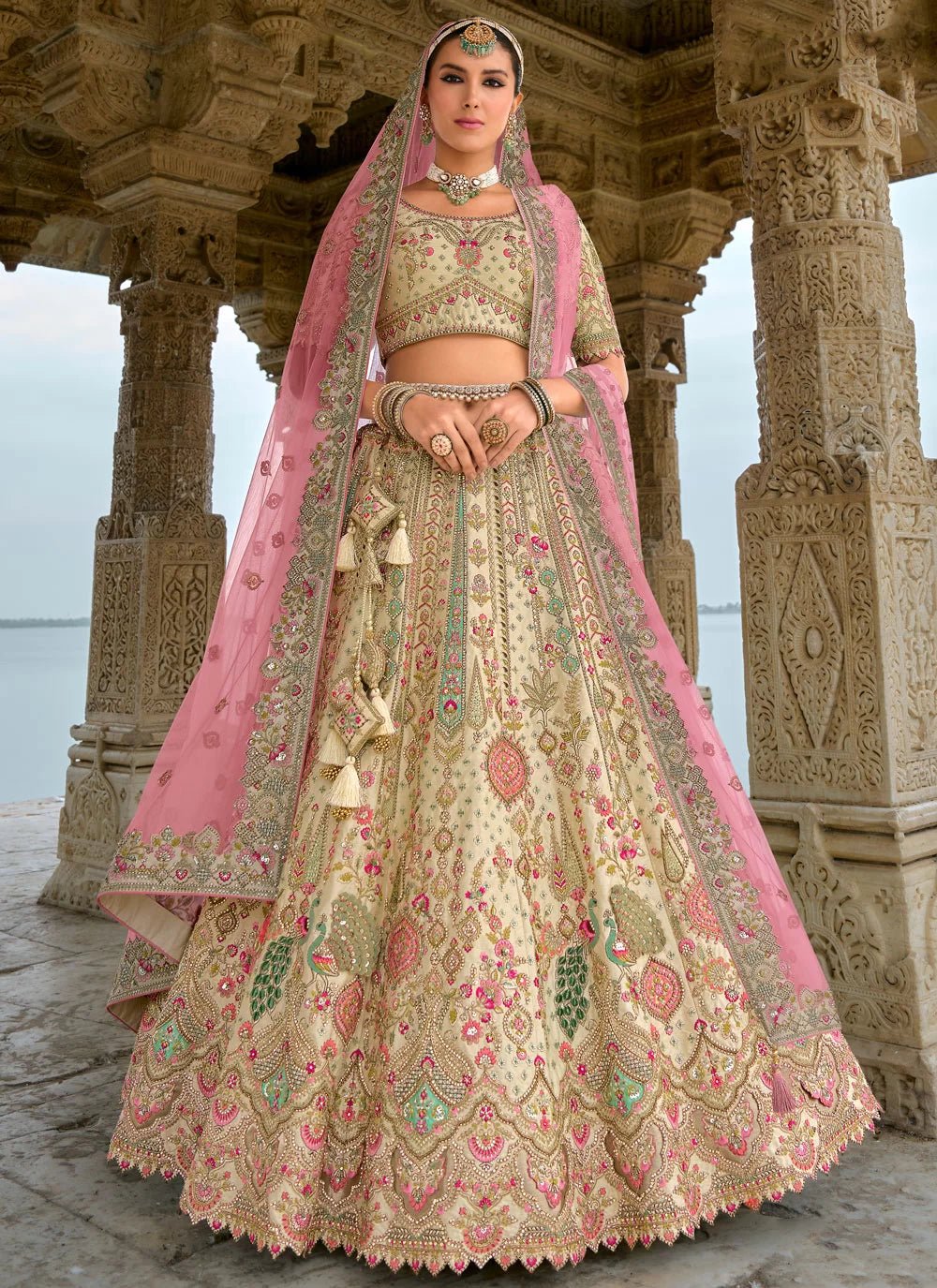 Breath Taking Floral Cream ANARL - Indian Dress House 786