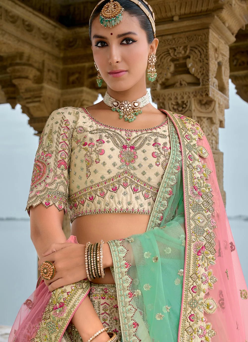 Breath Taking Floral Cream ANARL - Indian Dress House 786