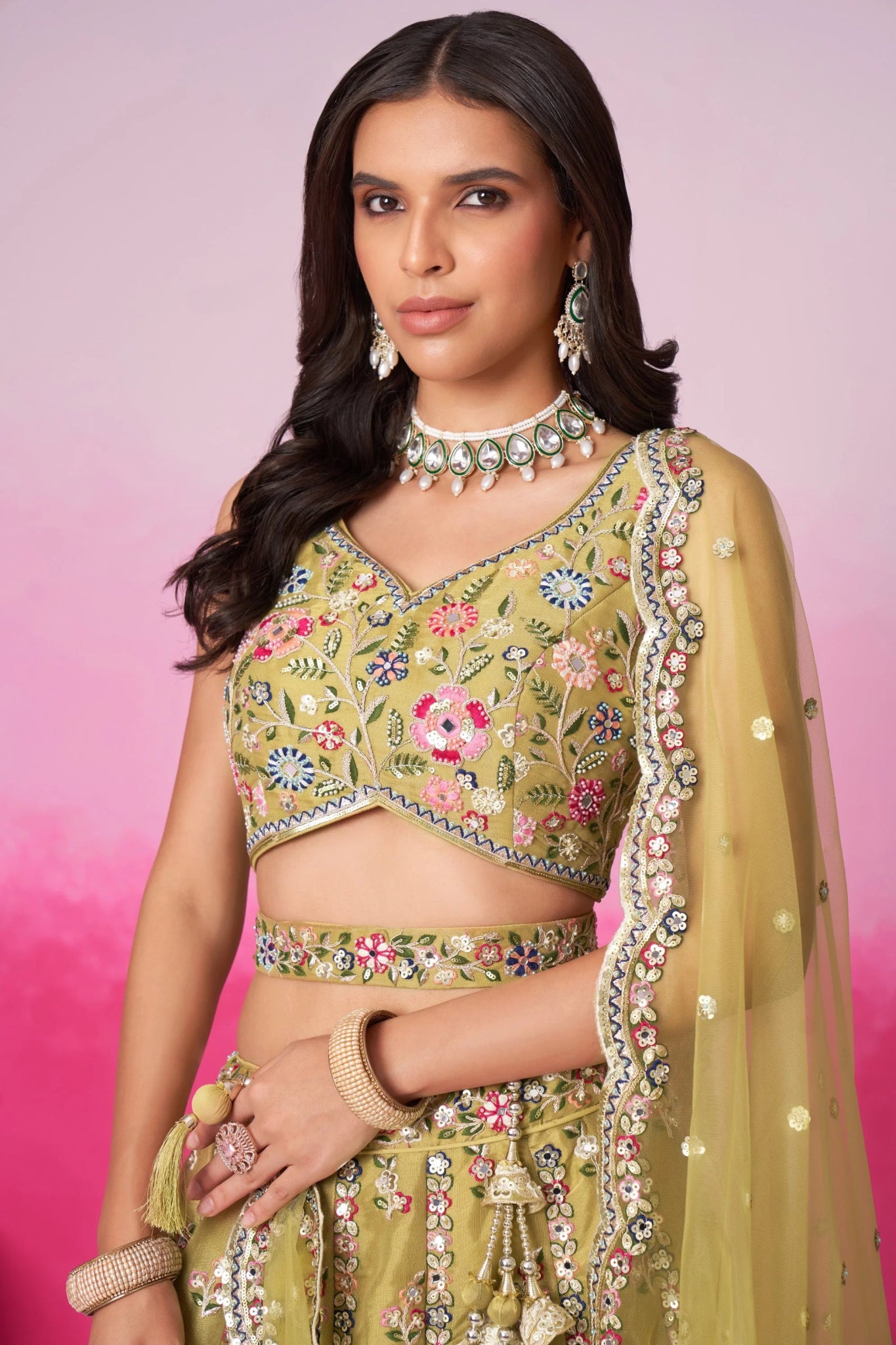 Breath Taking Mustard Floral ACL - Indian Dress House 786