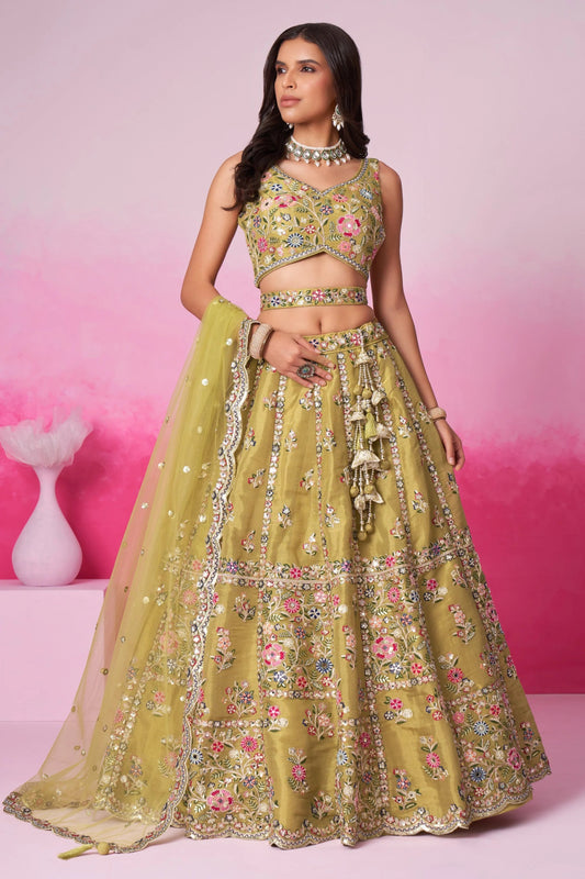 Breath Taking Mustard Floral ACL - Indian Dress House 786