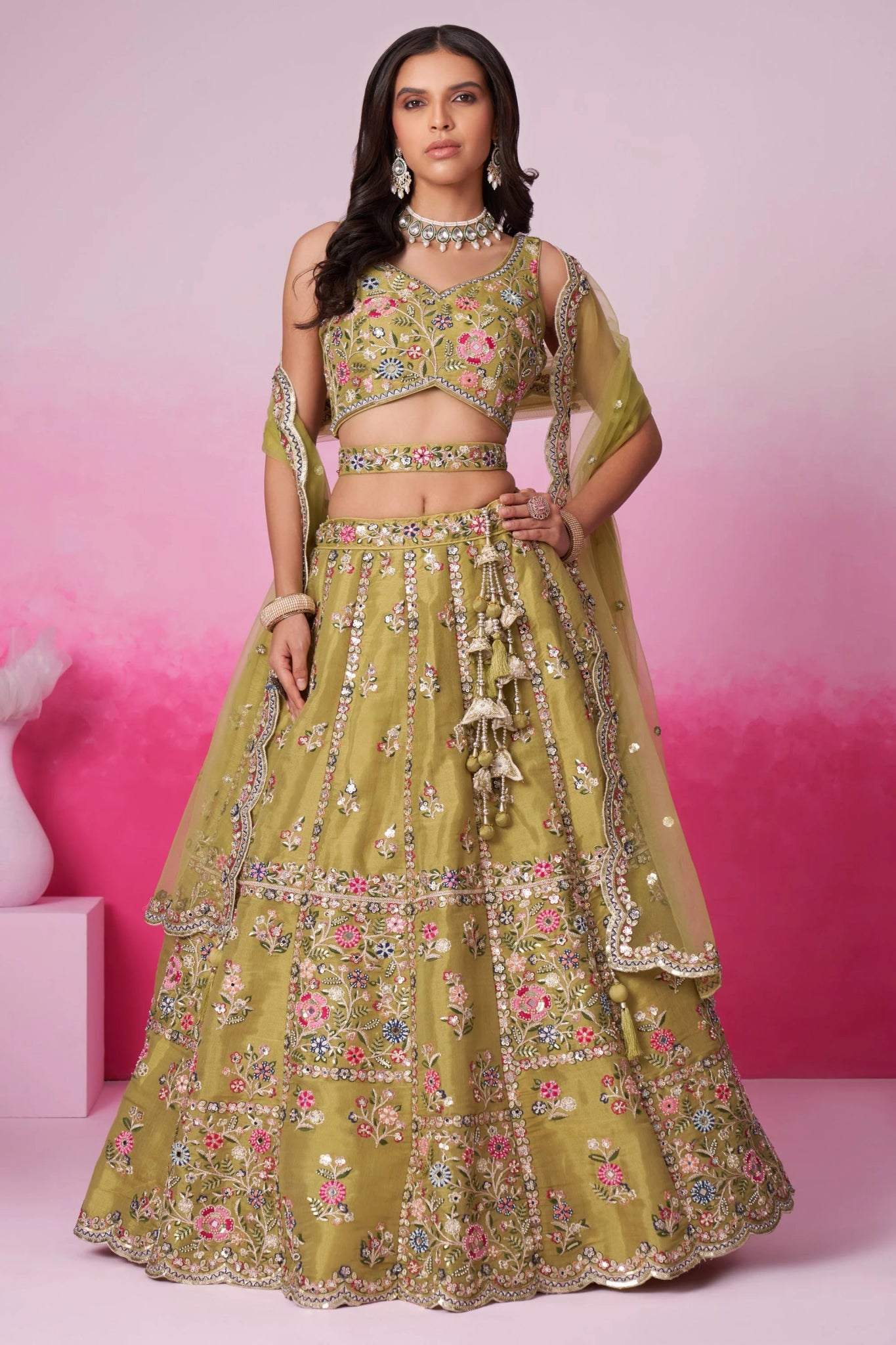 Breath Taking Mustard Floral ACL - Indian Dress House 786