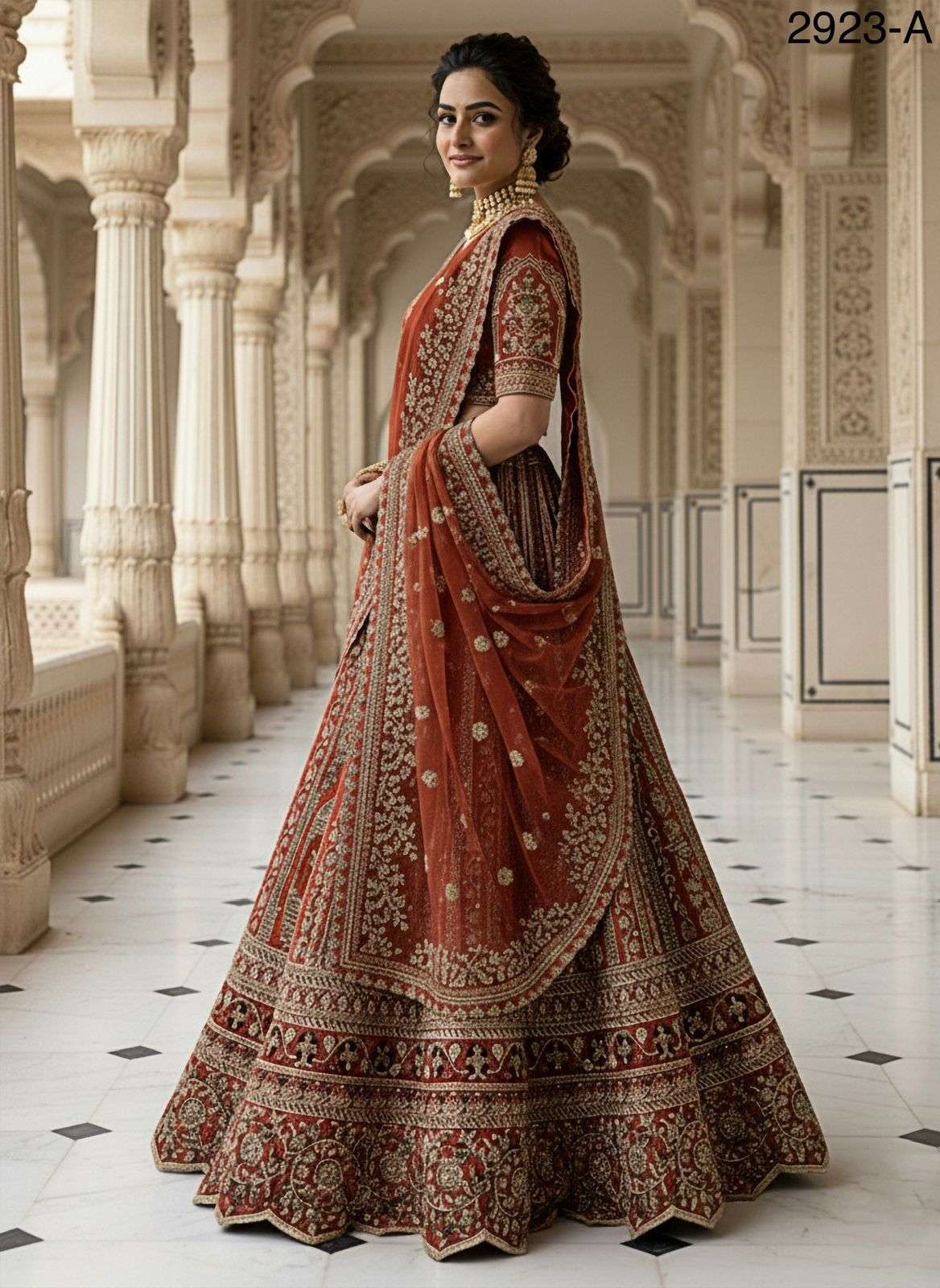 Breath Taking Orange Bridal Lengha - Indian Dress House 786