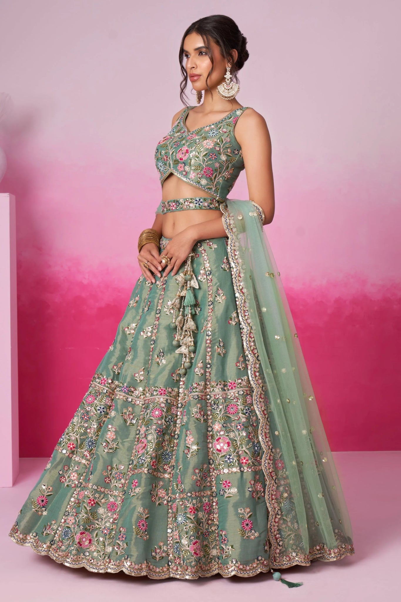 Breath Taking Sea Green Floral ACL - Indian Dress House 786