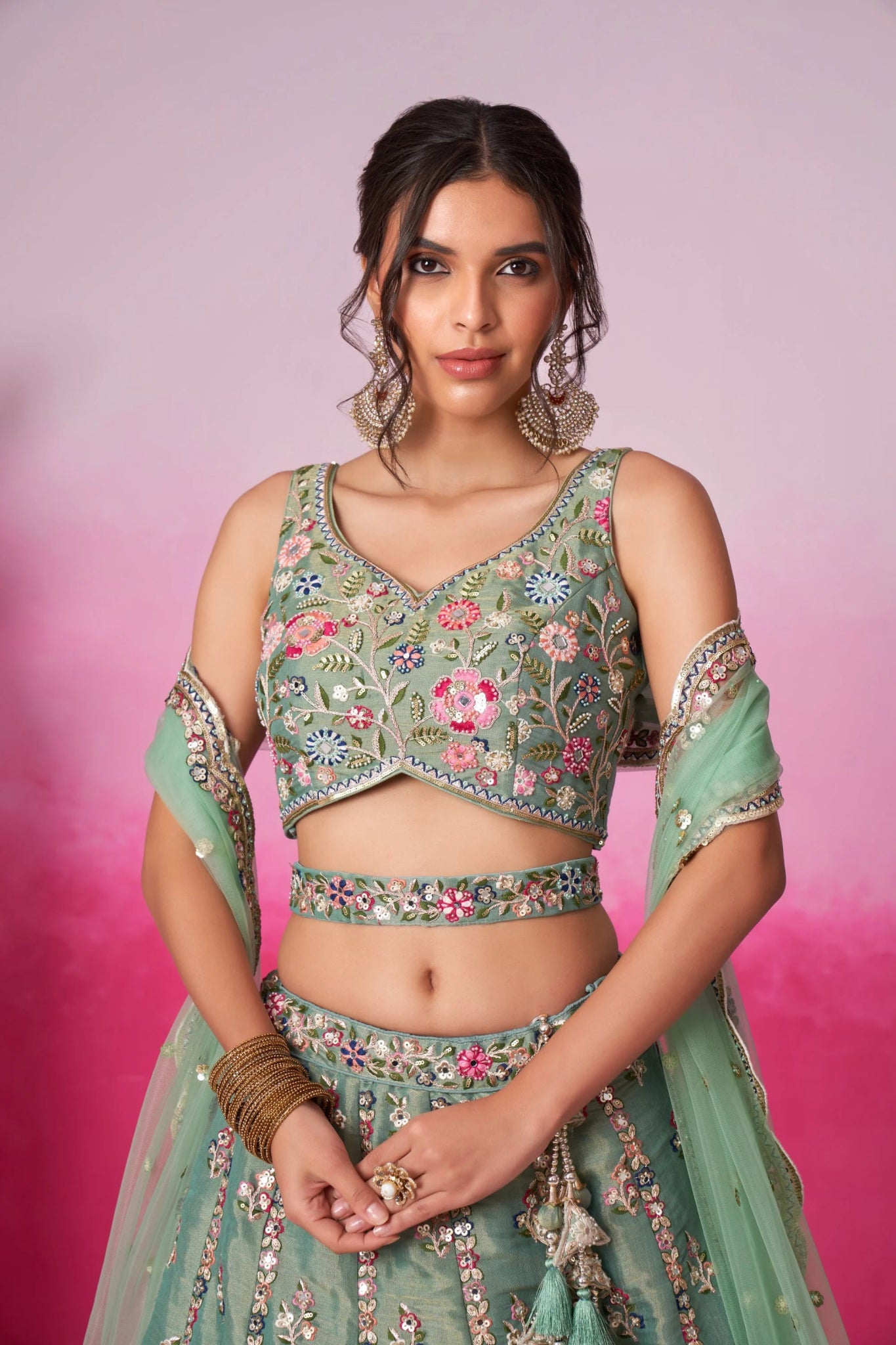 Breath Taking Sea Green Floral ACL - Indian Dress House 786
