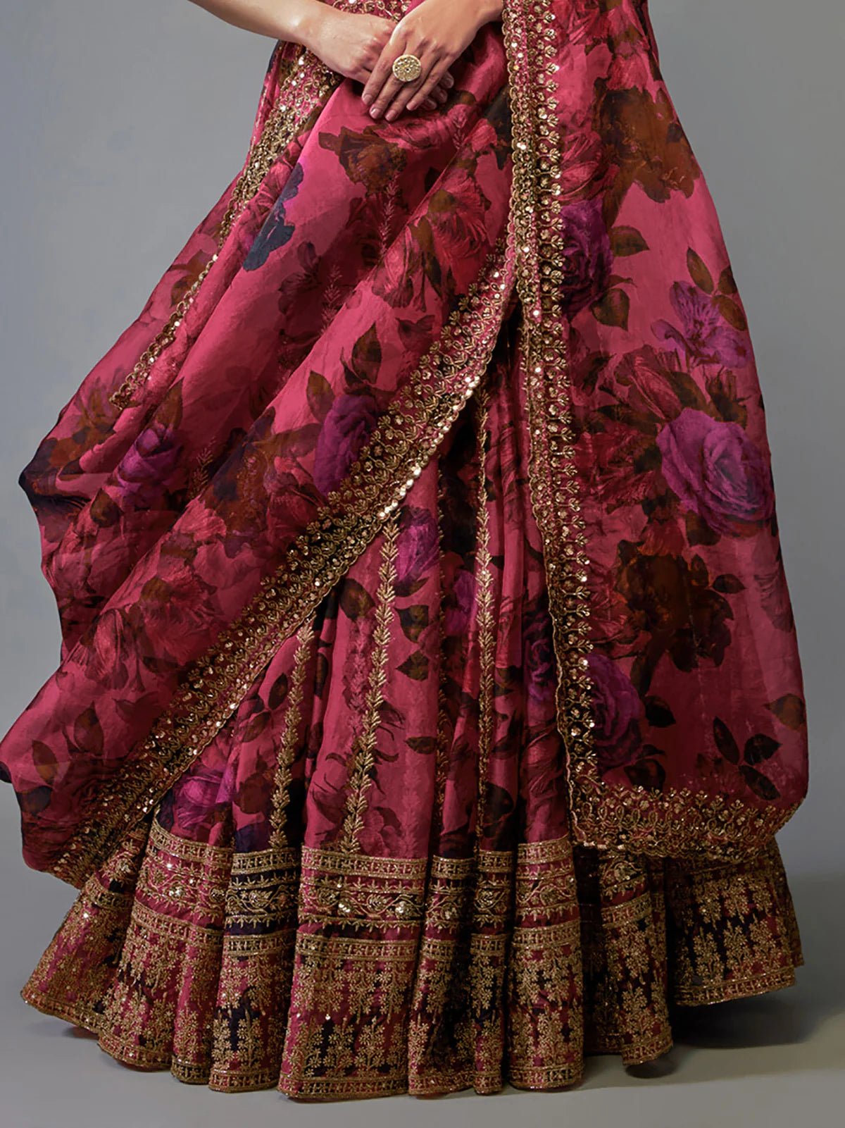Coral Pink Floral ZLC - Indian Dress House 786