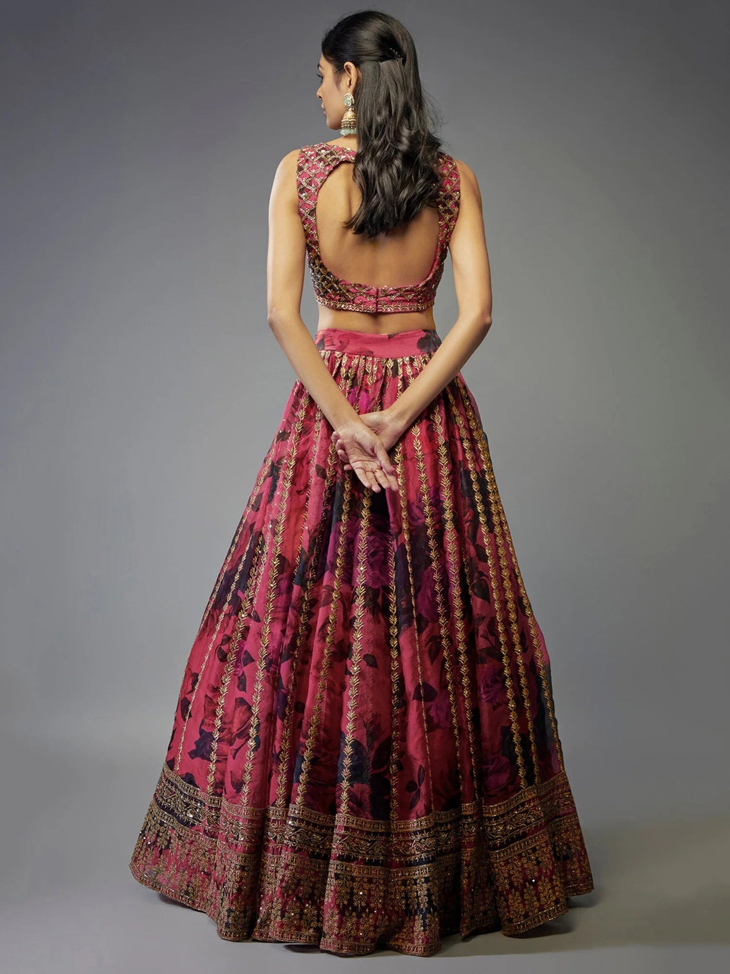 Coral Pink Floral ZLC - Indian Dress House 786