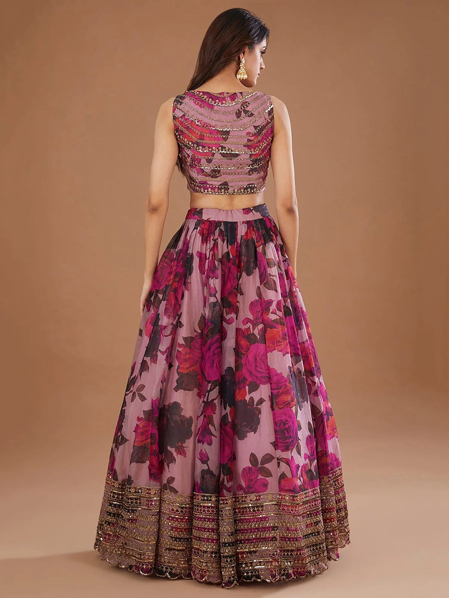 Coral Purple Pink Floral ZLC - Indian Dress House 786