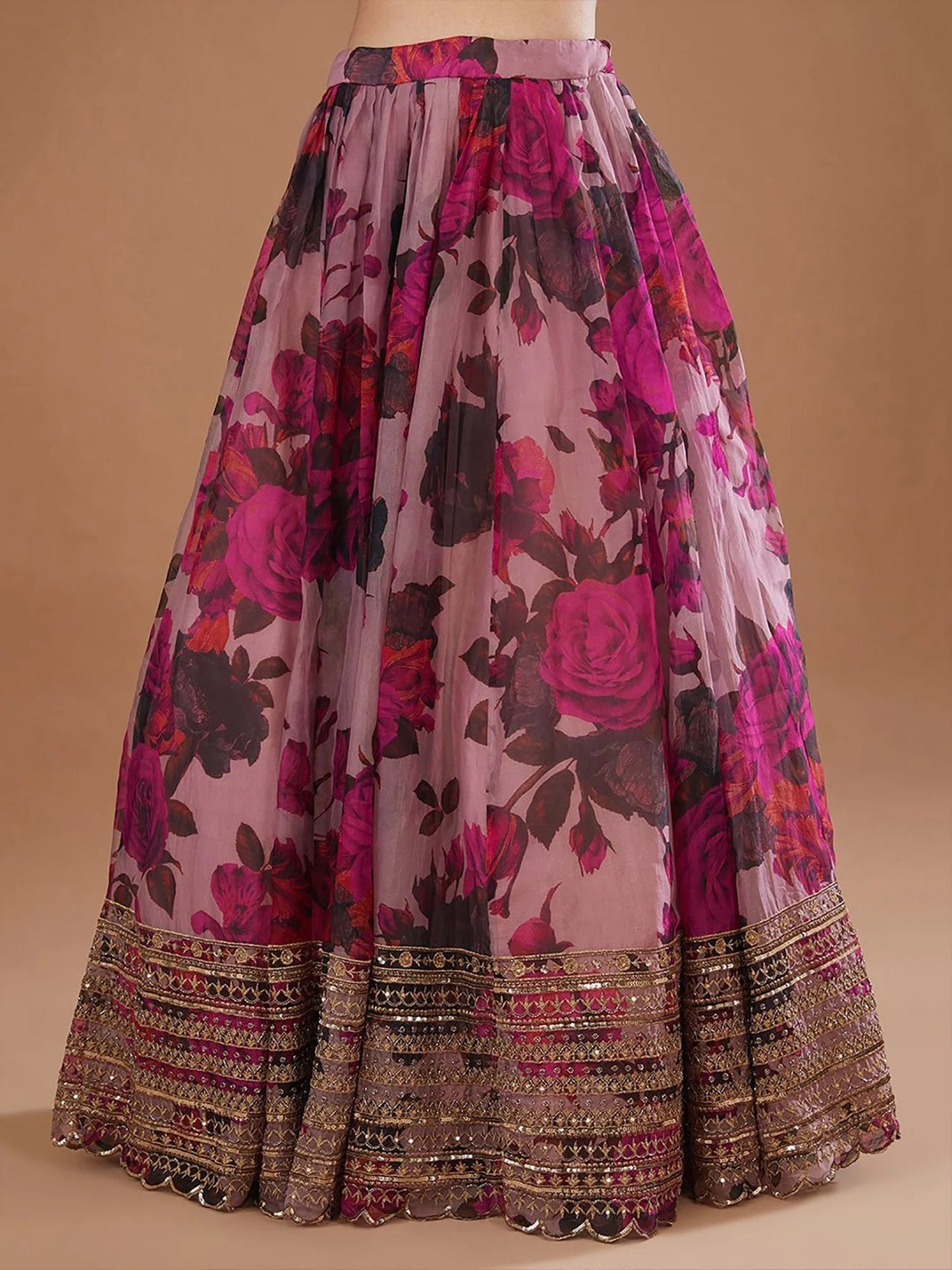 Coral Purple Pink Floral ZLC - Indian Dress House 786