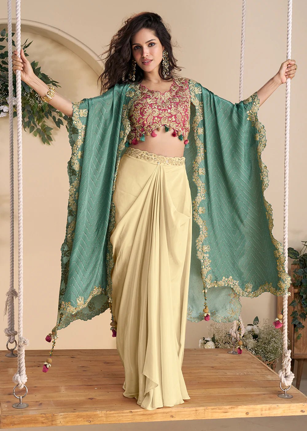 Creamy Pink Embroidered Shrug SWYN - Indian Dress House 786