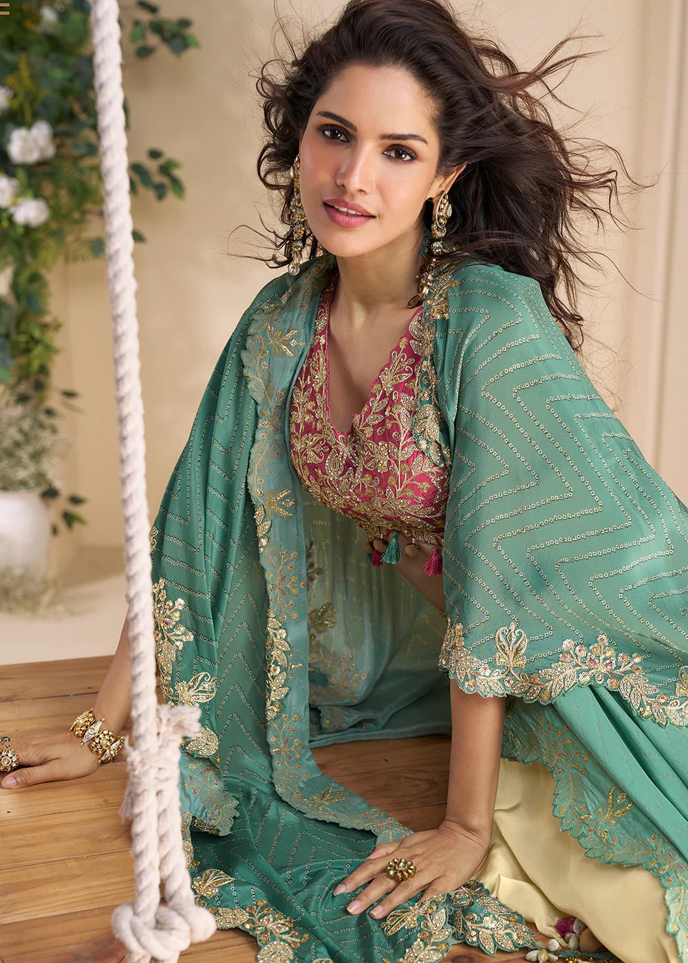 Creamy Pink Embroidered Shrug SWYN - Indian Dress House 786