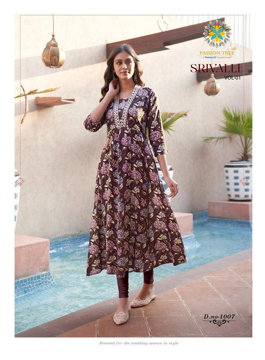 Dark Floral Brown PTS 1007 FVD - Indian Dress House 786