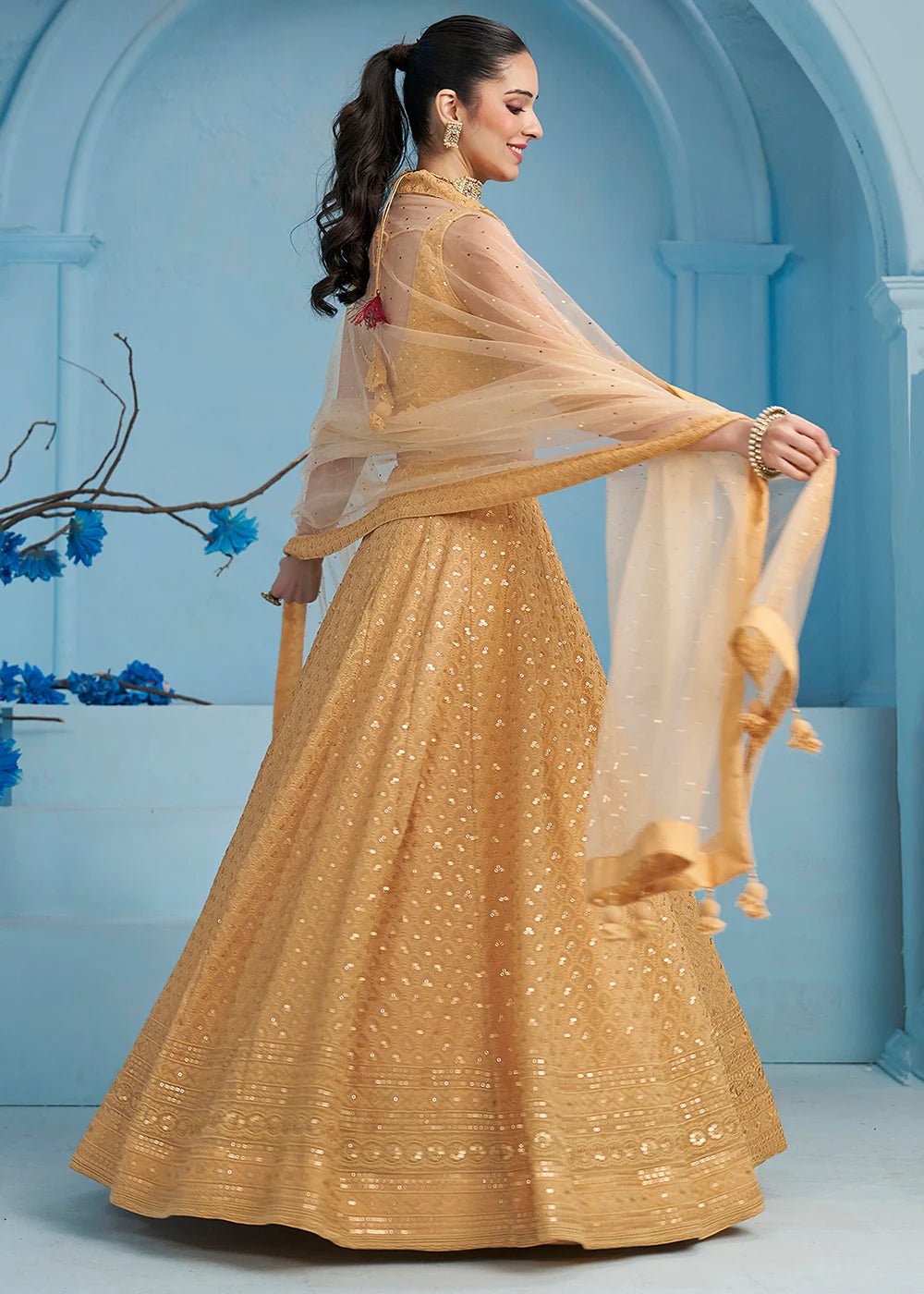 Elegant Beige ZFL - Indian Dress House 786
