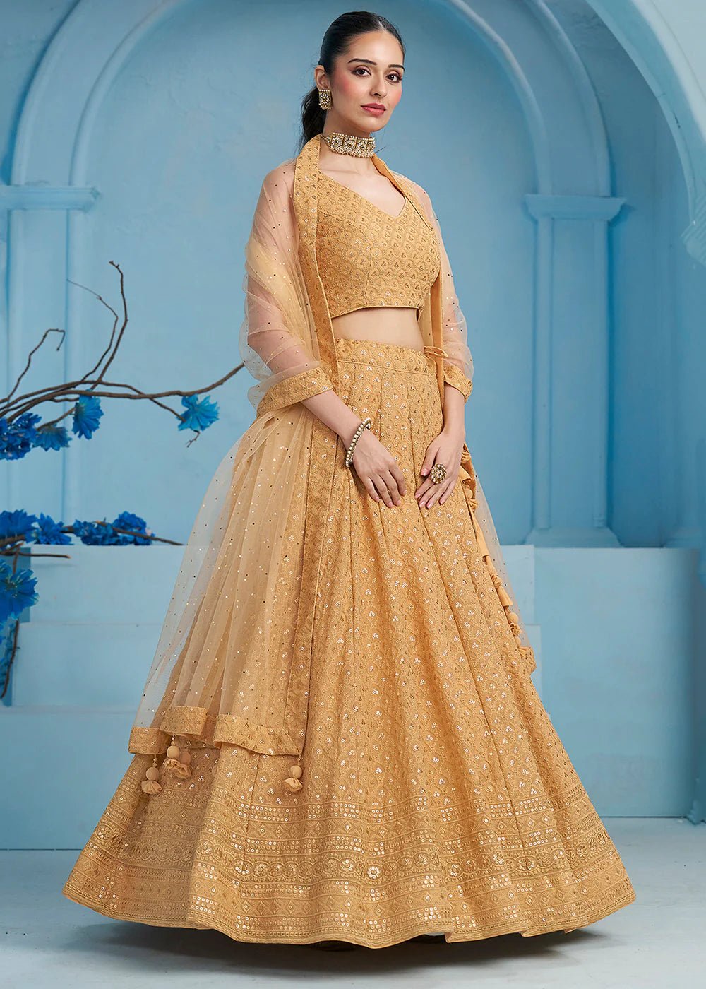 Elegant Beige ZFL - Indian Dress House 786