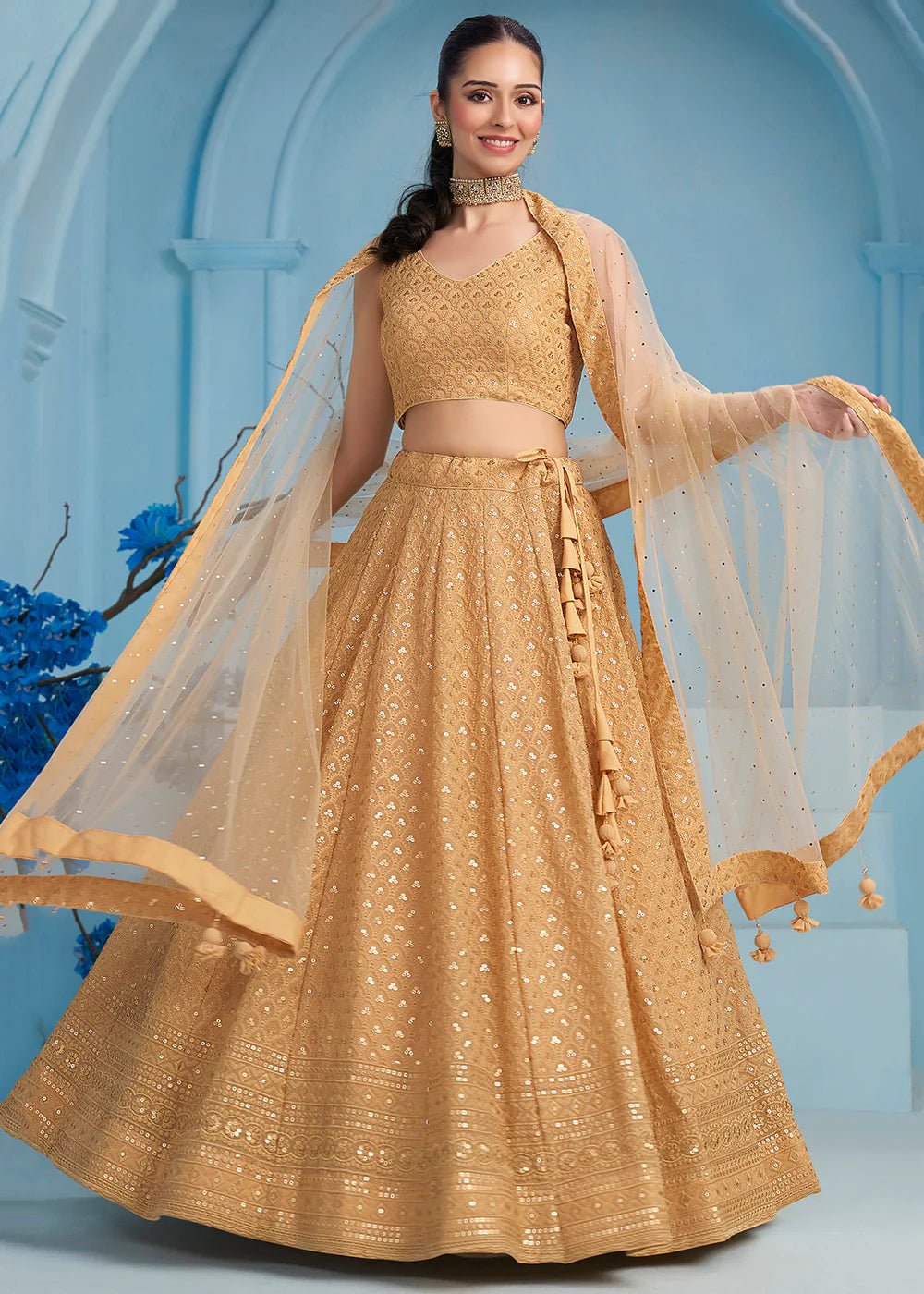 Elegant Beige ZFL - Indian Dress House 786