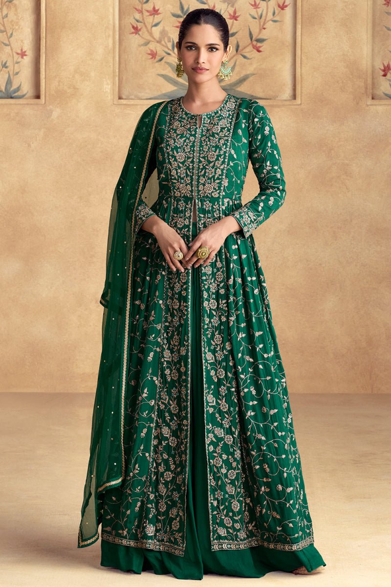 Elegant Floral Green ASFL - Indian Dress House 786
