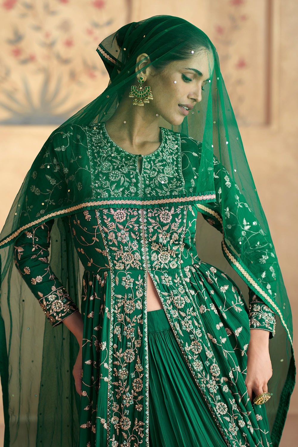 Elegant Floral Green ASFL - Indian Dress House 786