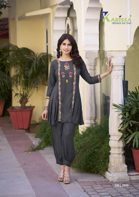 Elegant Floral Grey KCO 2006 FVD - Indian Dress House 786