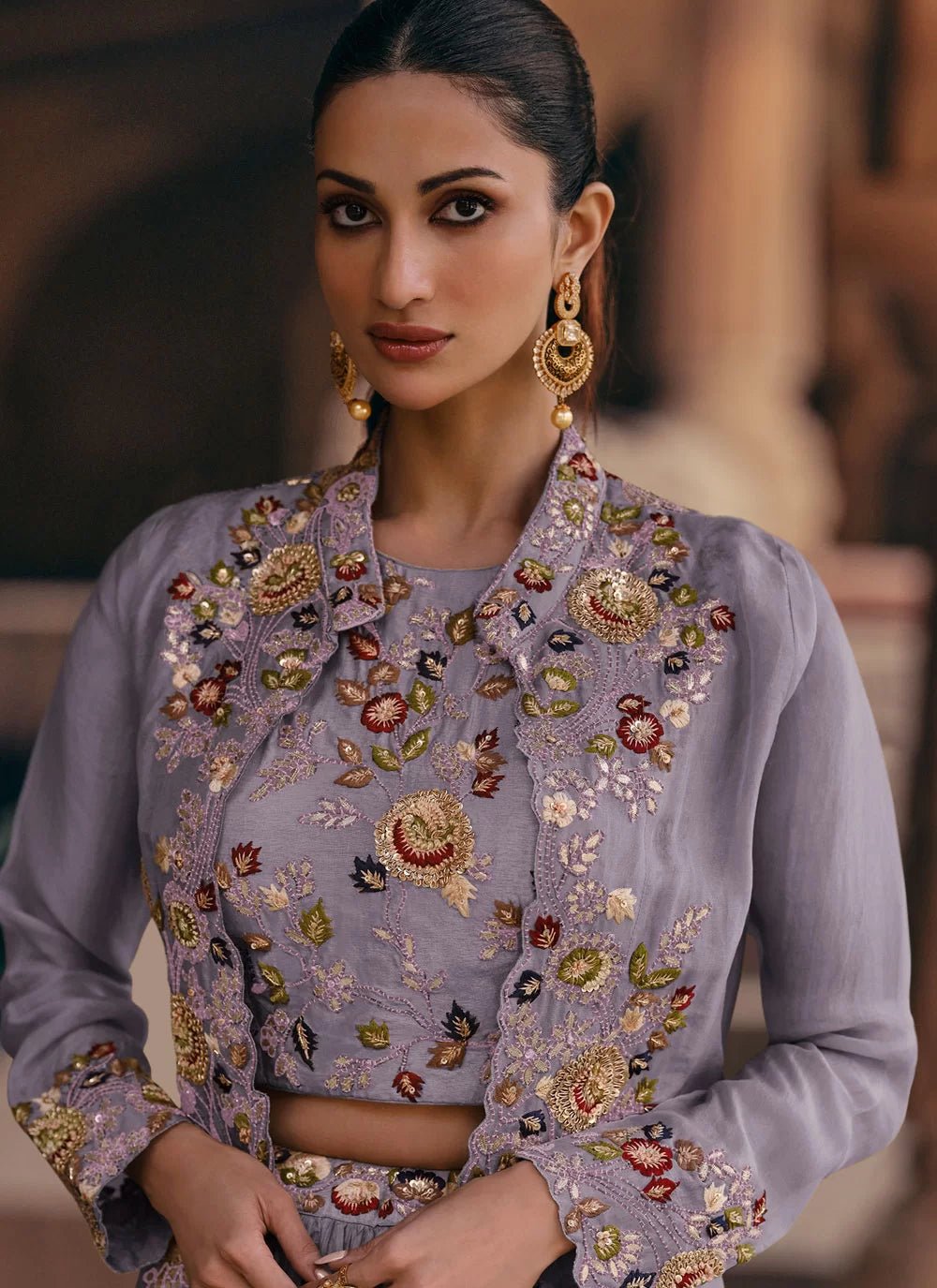 Elegant Floral Lavender SMJ - Indian Dress House 786