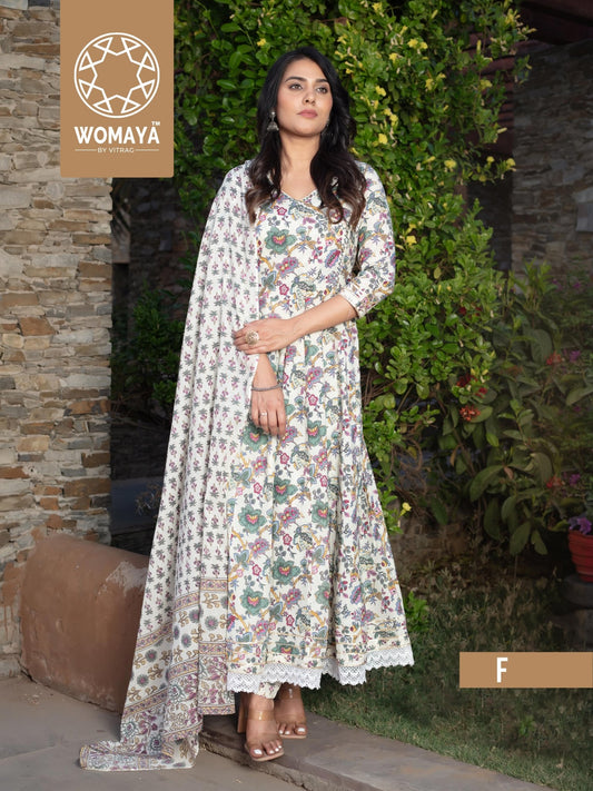 Elegant Floral Multi Color Green WMCS F FVD - Indian Dress House 786