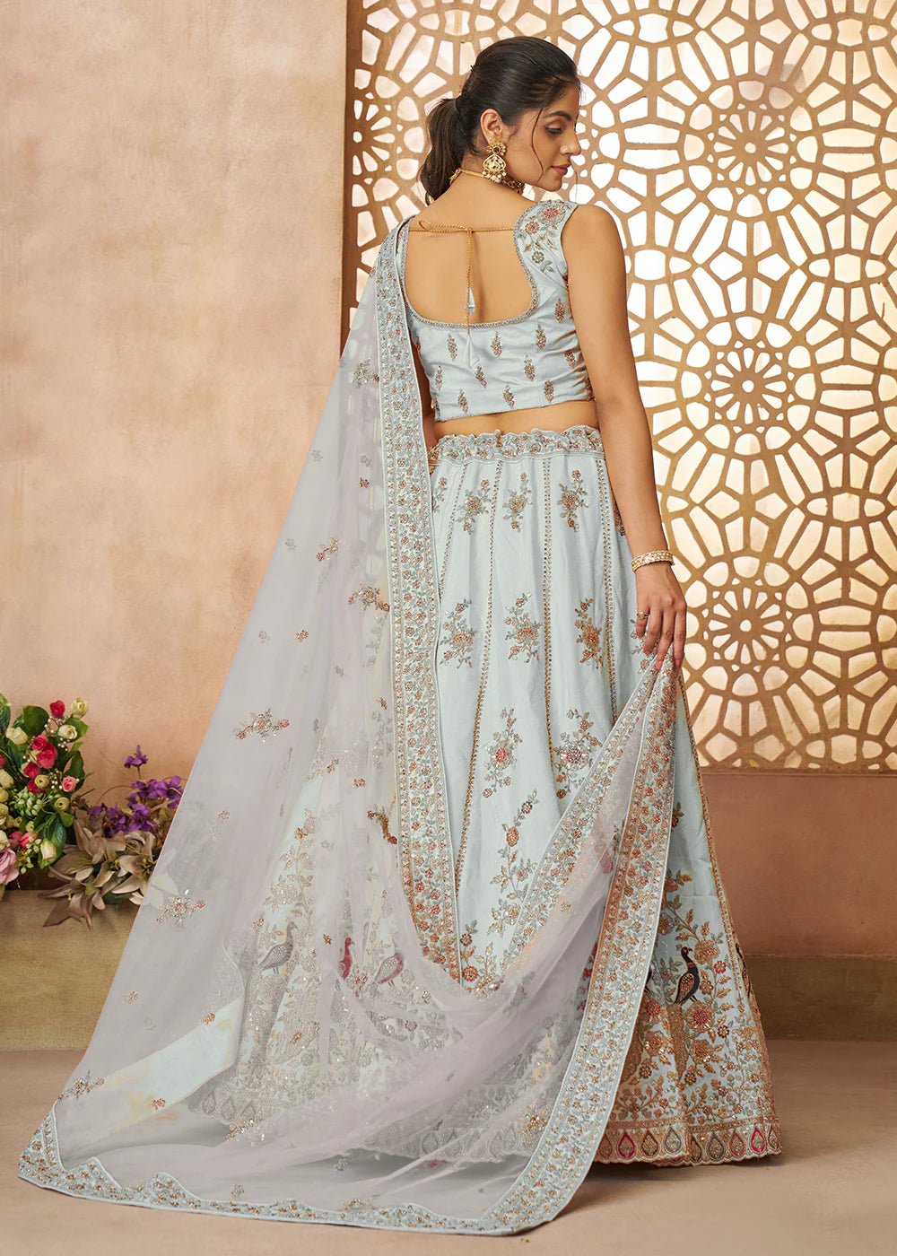 Elegant Floral Peacock KFBL - Indian Dress House 786