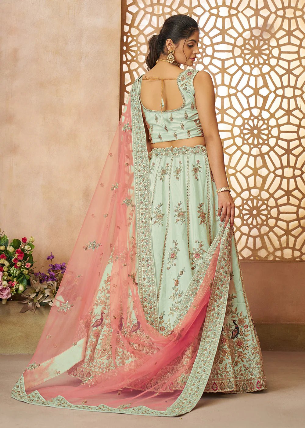 Elegant Floral Peacock KFBL - Indian Dress House 786