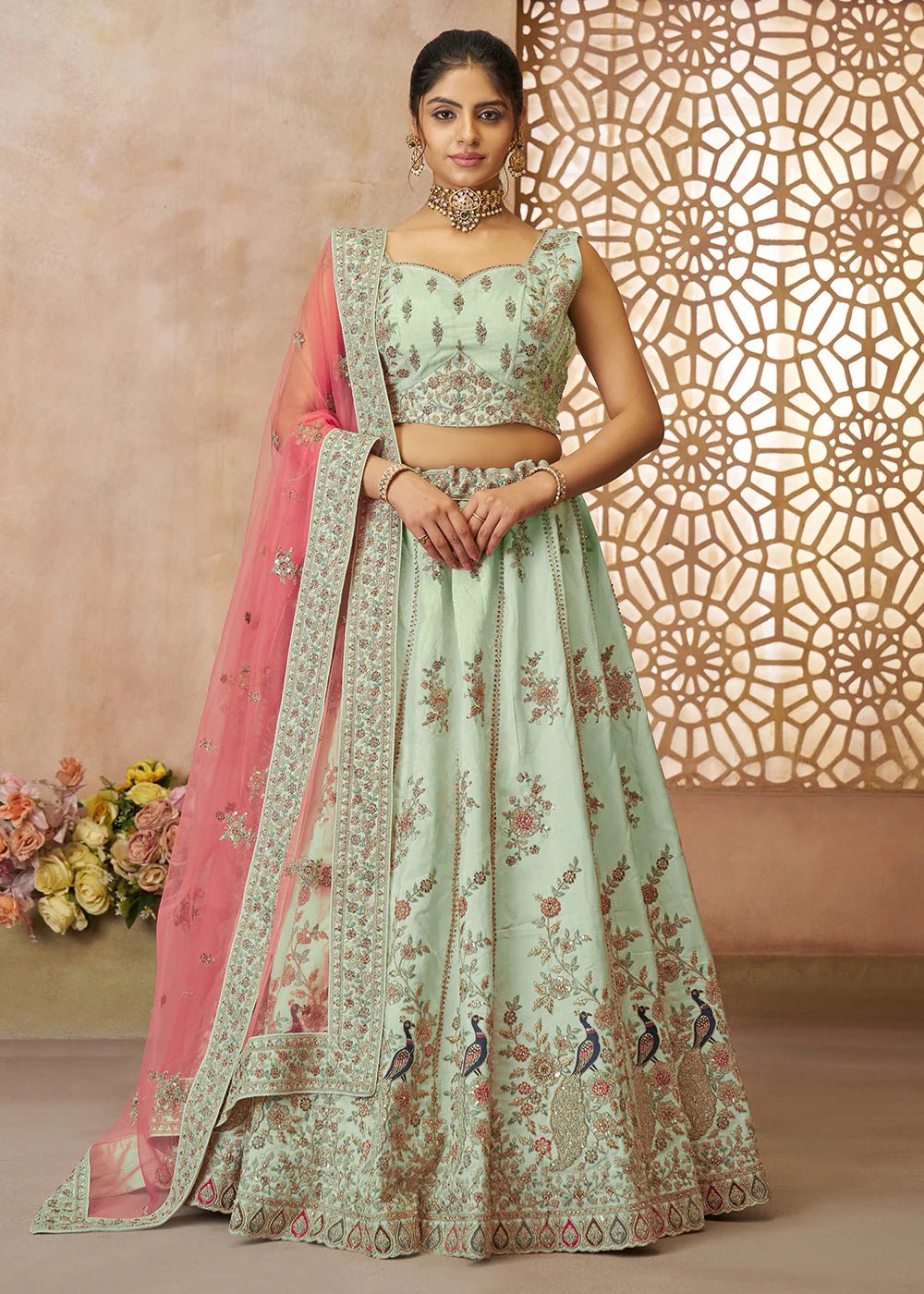 Elegant Floral Peacock KFBL - Indian Dress House 786