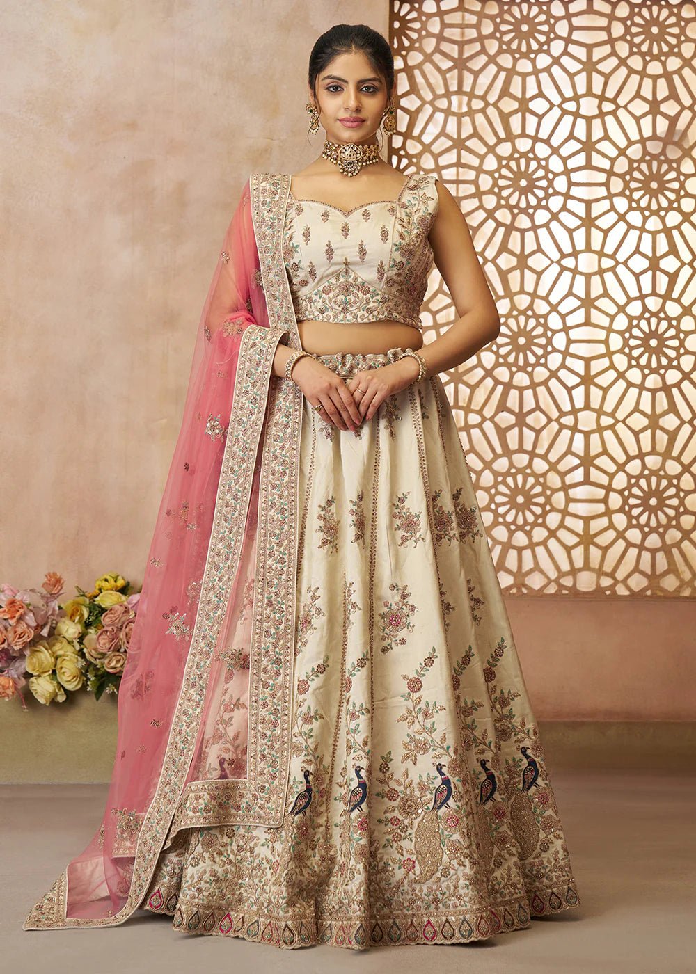 Elegant Floral Peacock KFBL - Indian Dress House 786