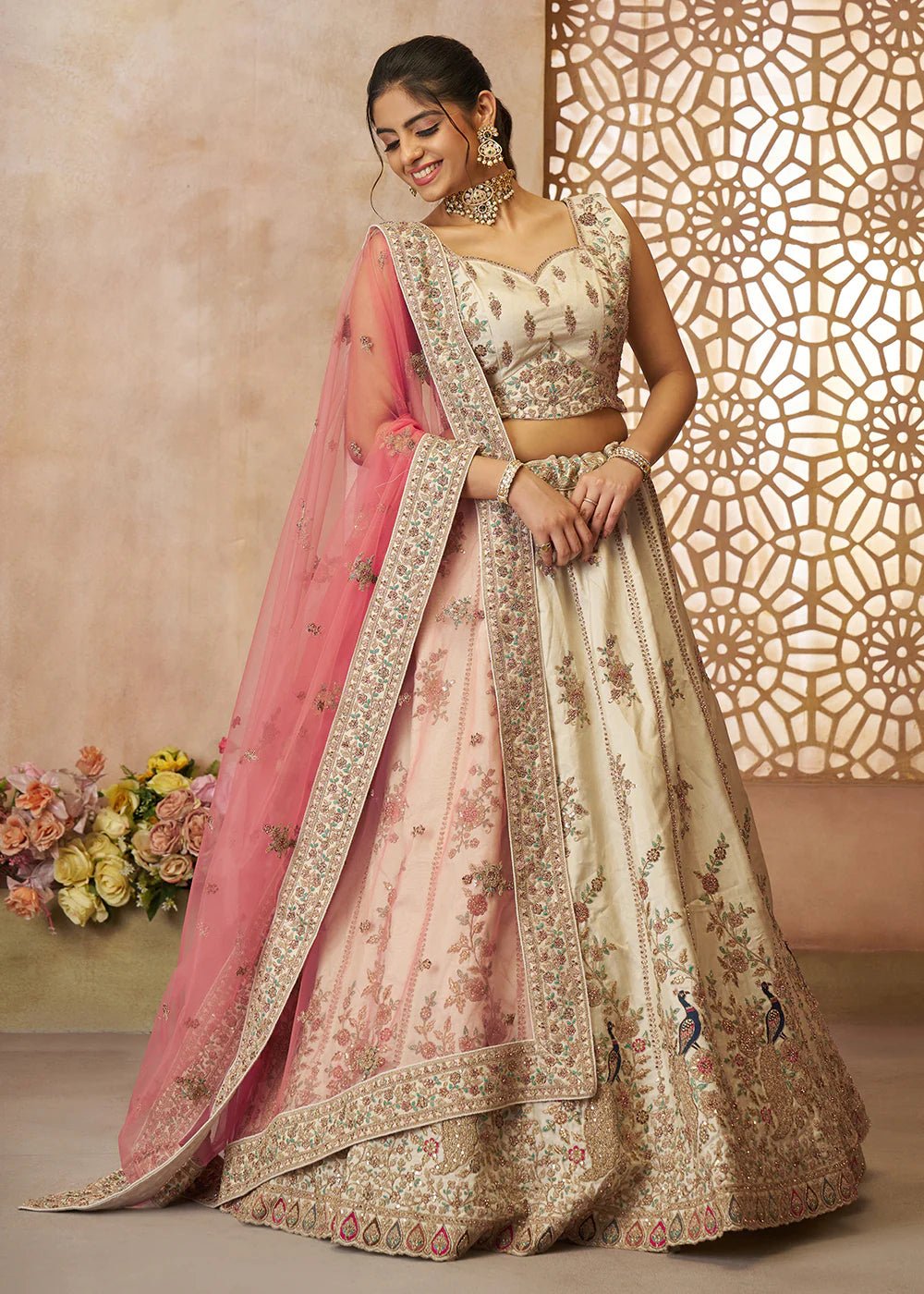 Elegant Floral Peacock KFBL - Indian Dress House 786