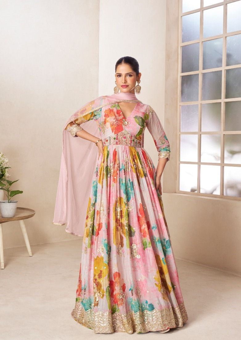 Elegant Floral Pink MC GRGS - Indian Dress House 786