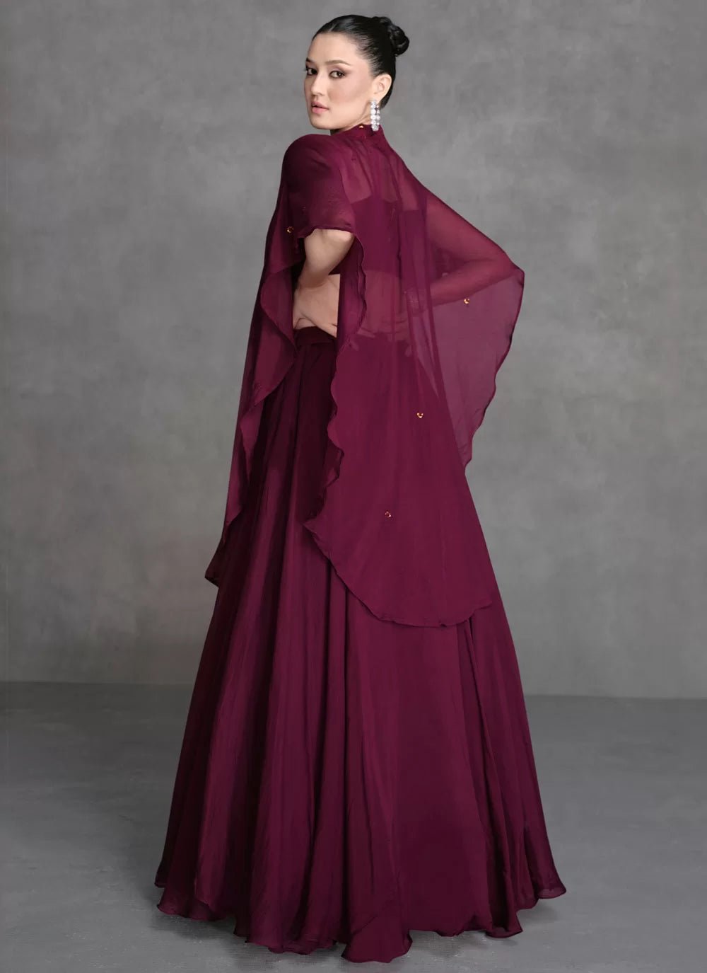 Elegant Floral Wine SYJU - Indian Dress House 786