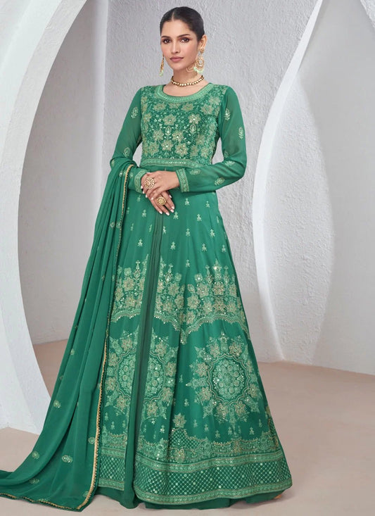 Elegant Green Floral ASBJ - Indian Dress House 786