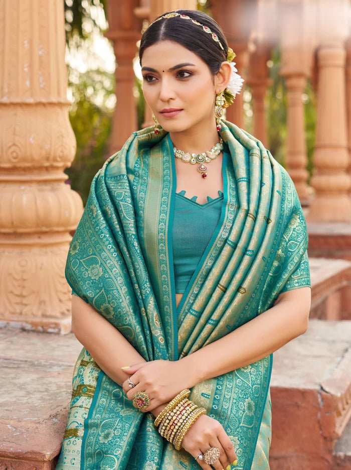 Elegant Metallic Blue GBS - Indian Dress House 786