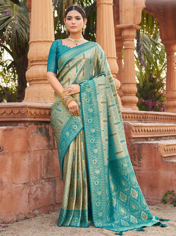 Elegant Metallic Blue GBS - Indian Dress House 786
