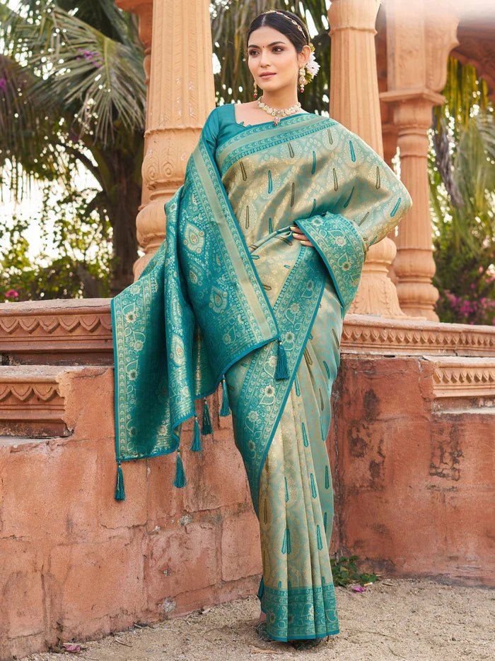 Elegant Metallic Blue GBS - Indian Dress House 786