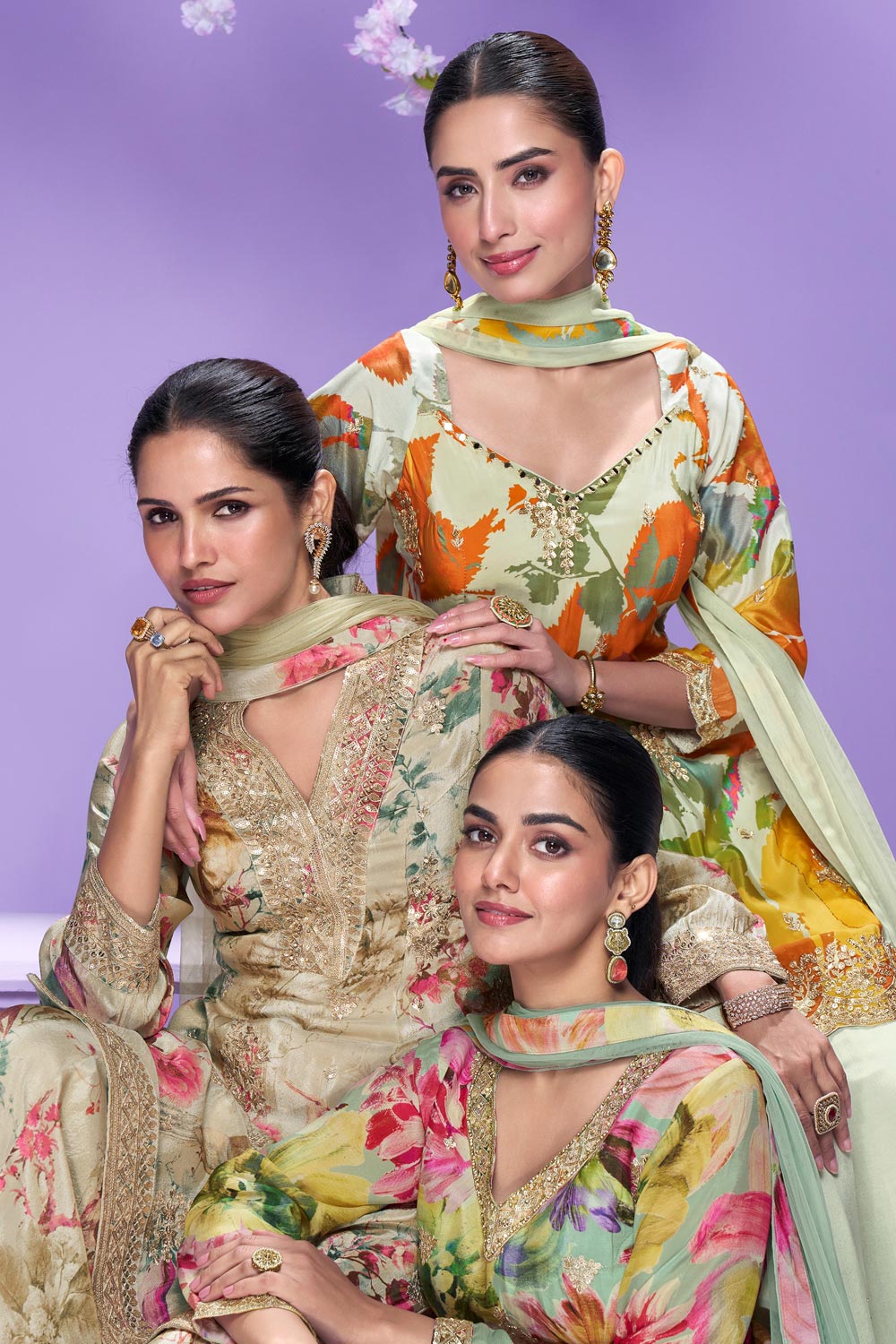 Elegant Off White Floral SYVA - Indian Dress House 786