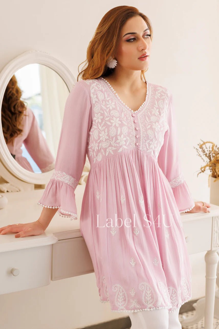 Elegant Pastel Pink S4USD FVD - Indian Dress House 786