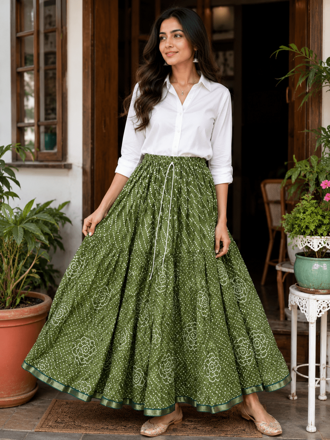 Elegant Pink Bhndani Print Skirts - Indian Dress House 786