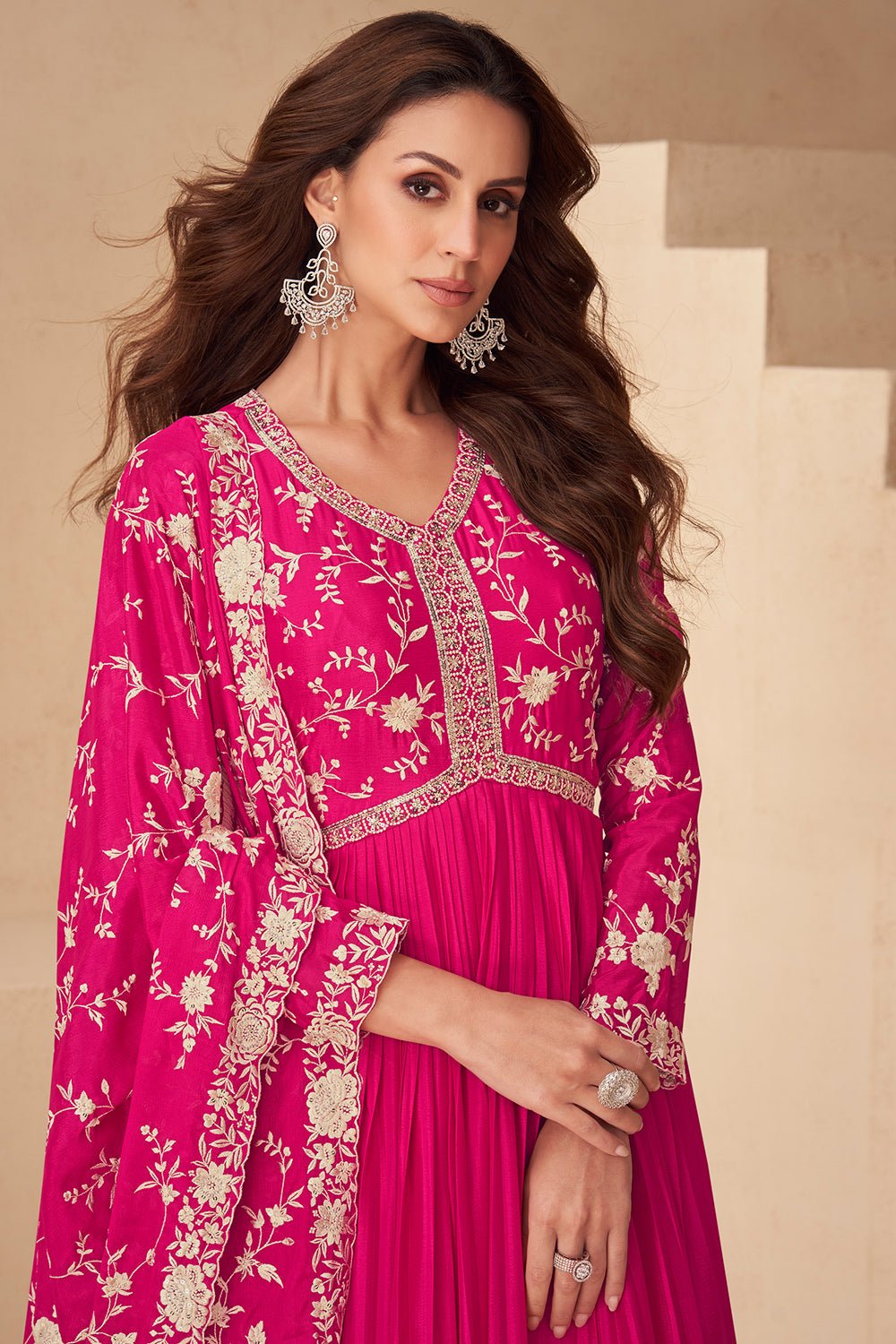 Elegant Pink Floral AKSF - Indian Dress House 786