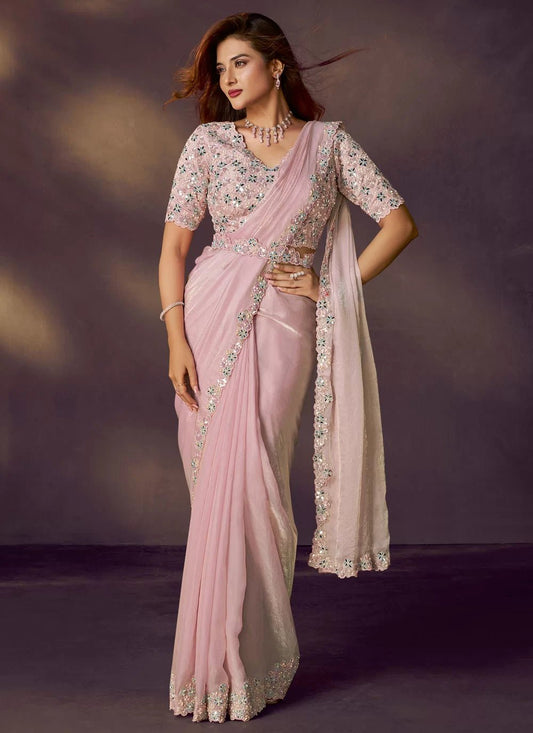 Elegant Pink & Silver MHC SAREE - Indian Dress House 786