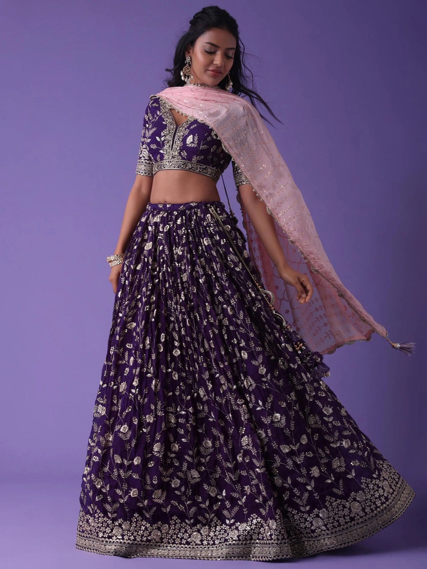 Elegant Purple Floral ZLC - Indian Dress House 786