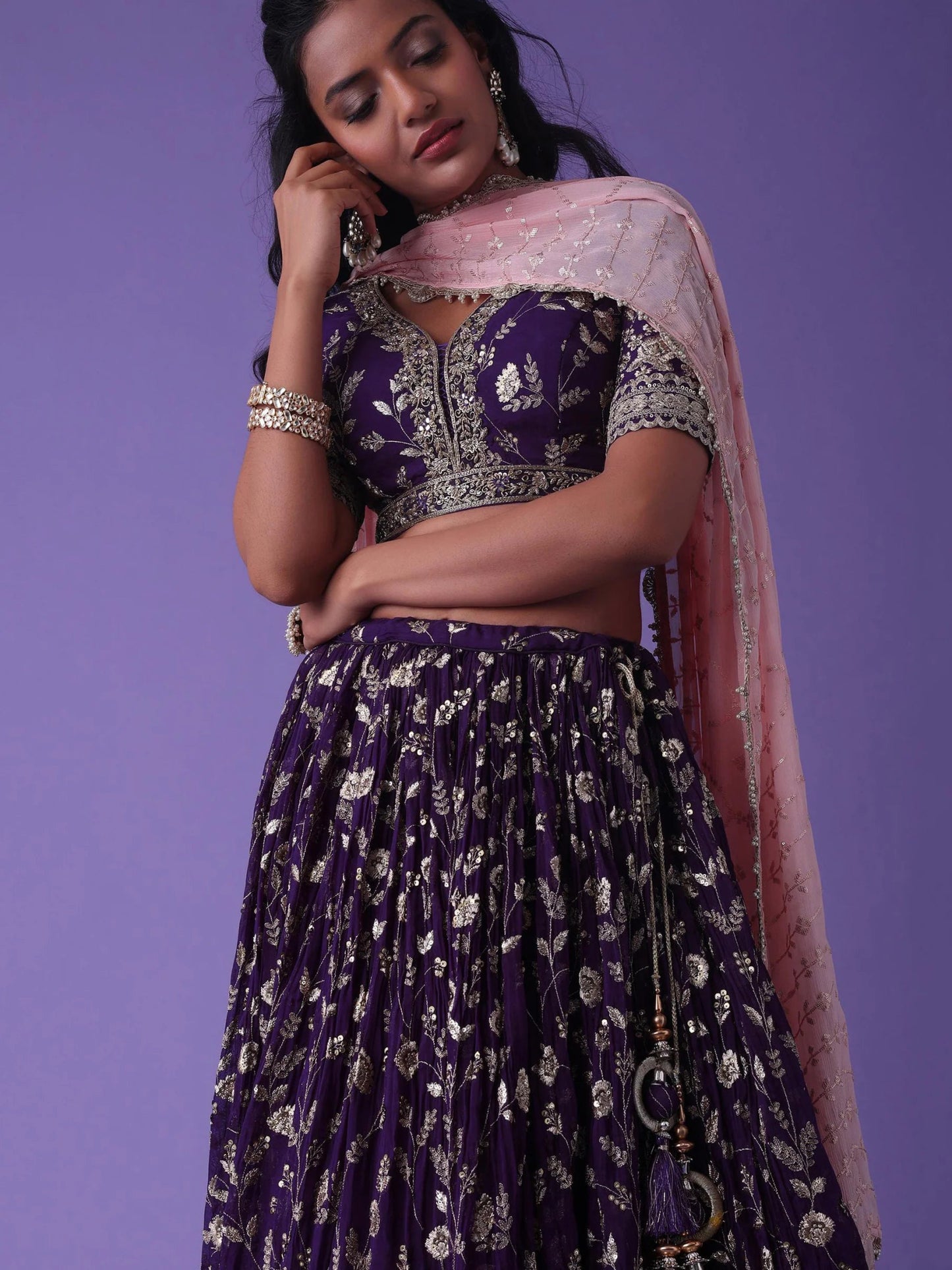 Elegant Purple Floral ZLC - Indian Dress House 786
