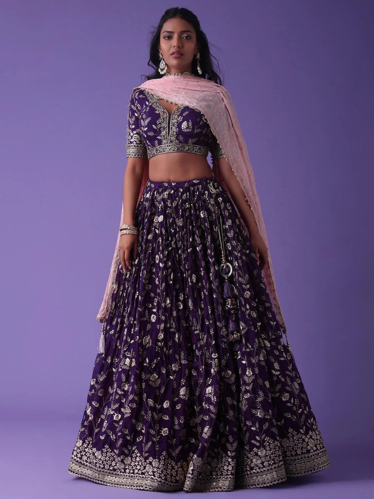 Elegant Purple Floral ZLC - Indian Dress House 786