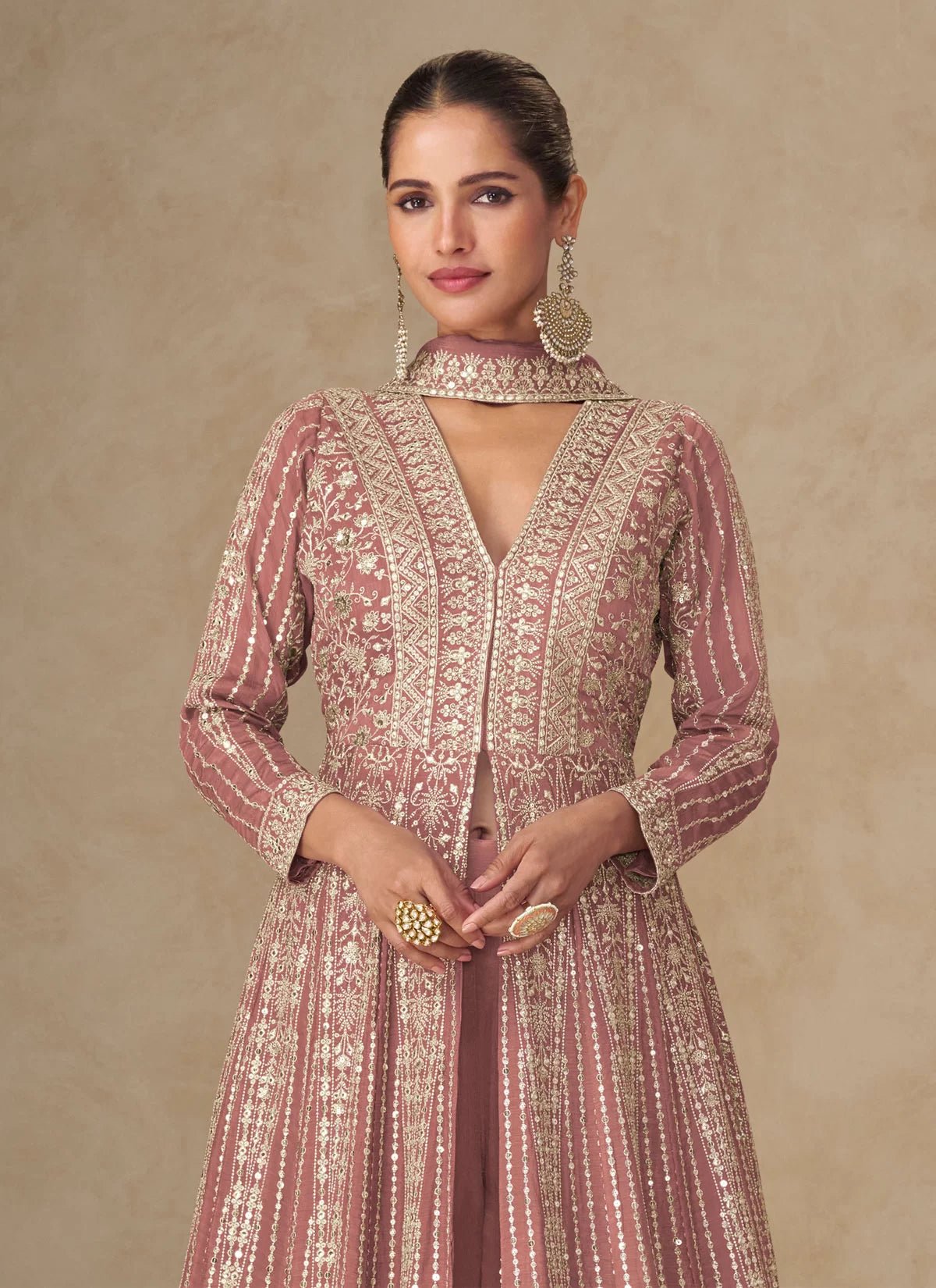 Elegant Salmon AMBJ - Indian Dress House 786