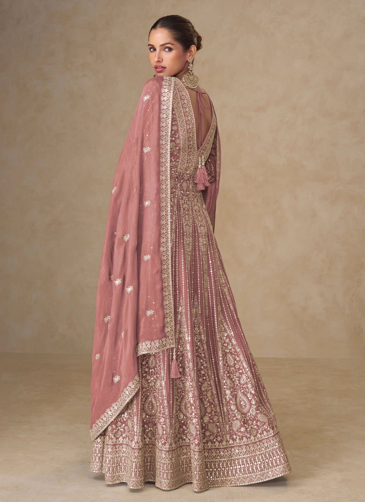 Elegant Salmon AMBJ - Indian Dress House 786